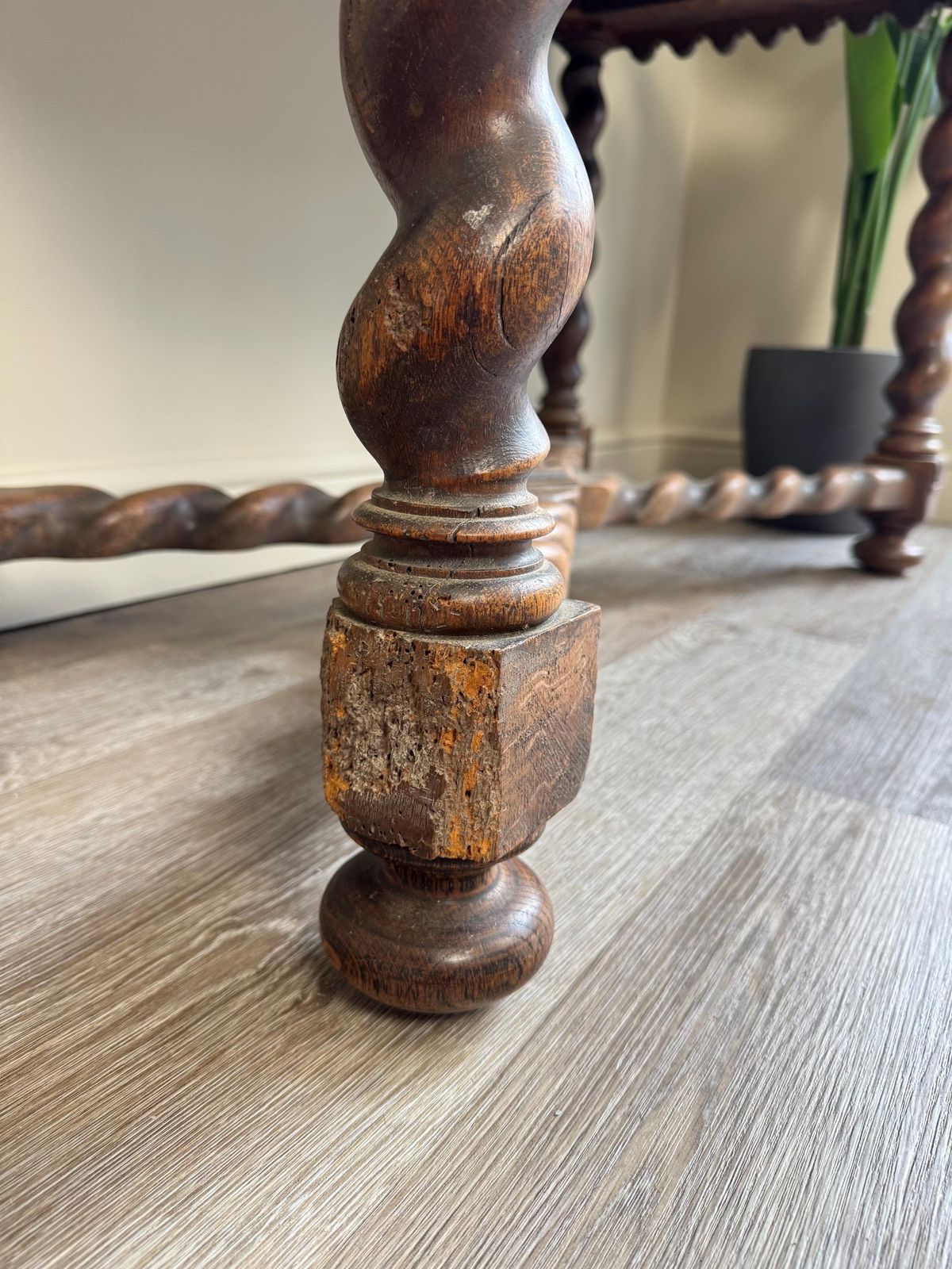 photo buy Antique Carved Wood Console Table: Barley Twist Hall, Gothic Revival