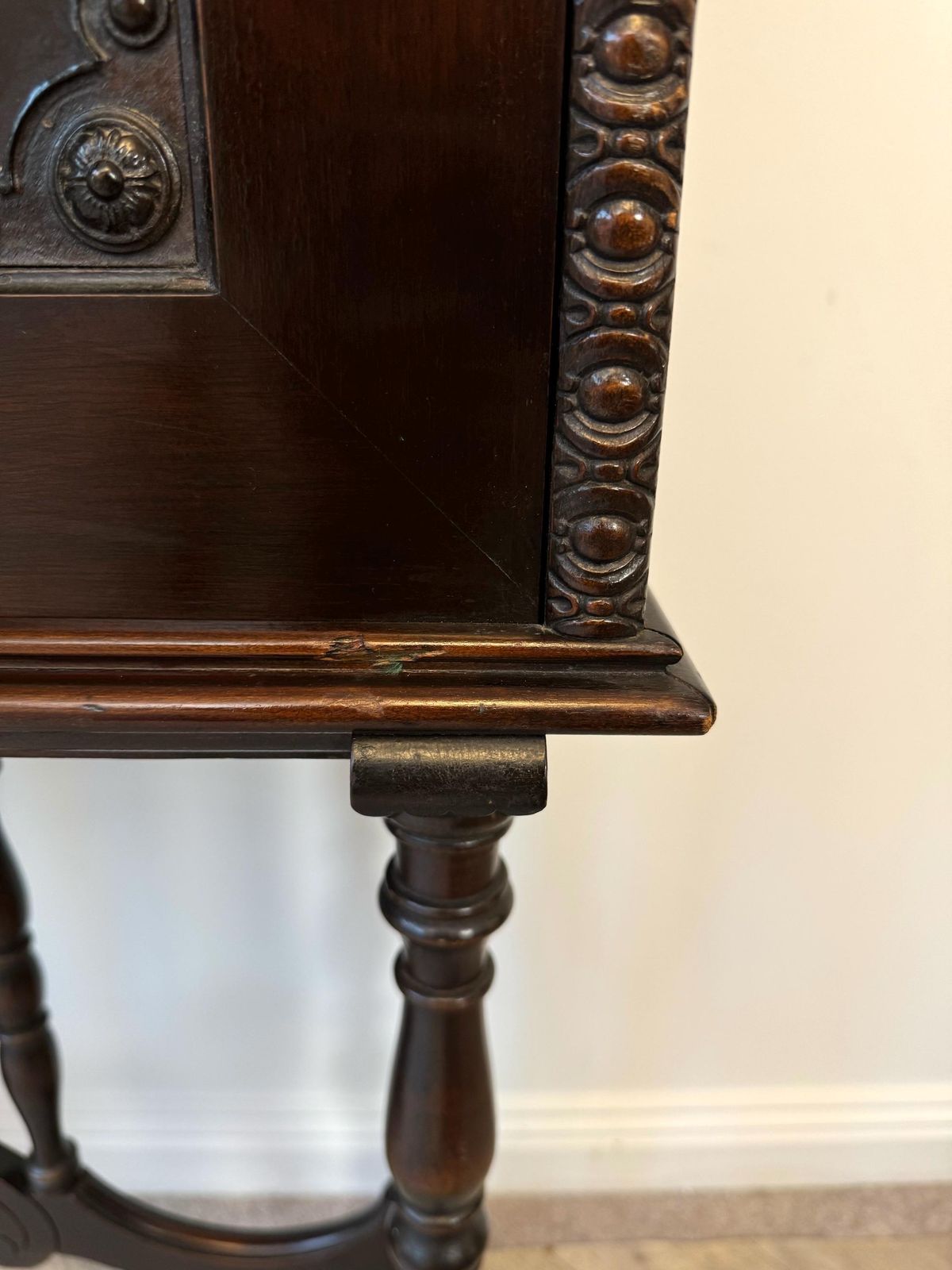 photo furniture Vintage Oak Vargueno Style Bureau: Lockable Writing Desk