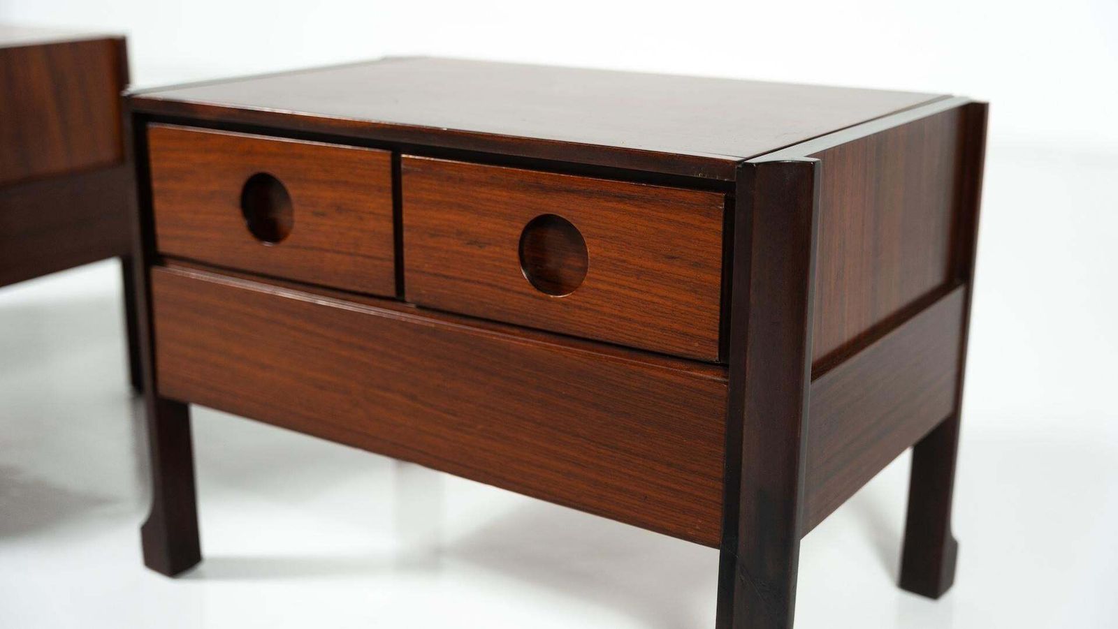 Furniture Pair Of Wooden Nightstands Italy 1960s photo