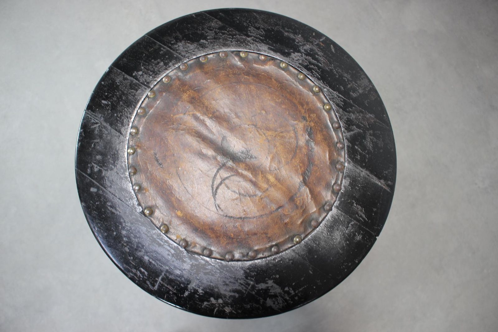 Antique Adjustable Piano Stool Leather Seat Black Wood, 1910's, Czechoslovakia photo vinterior