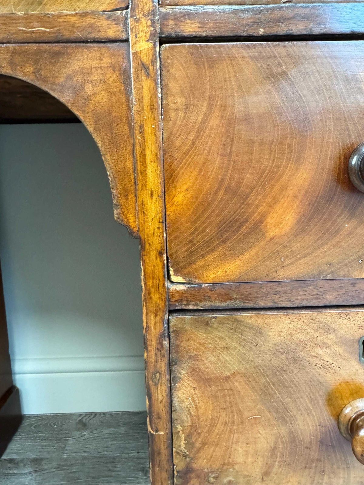 photo for sale Antique Mahogany Kneehole Desk With Leather Top   Traditional Office