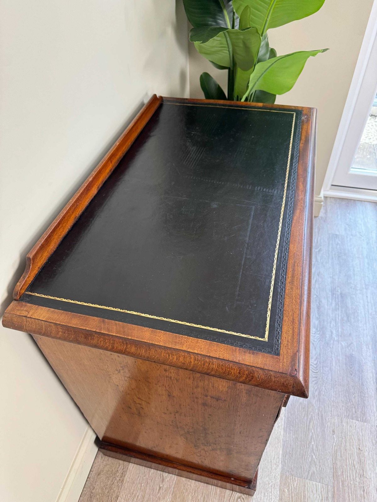 photo buy Antique Mahogany Kneehole Desk With Leather Top   Traditional Office