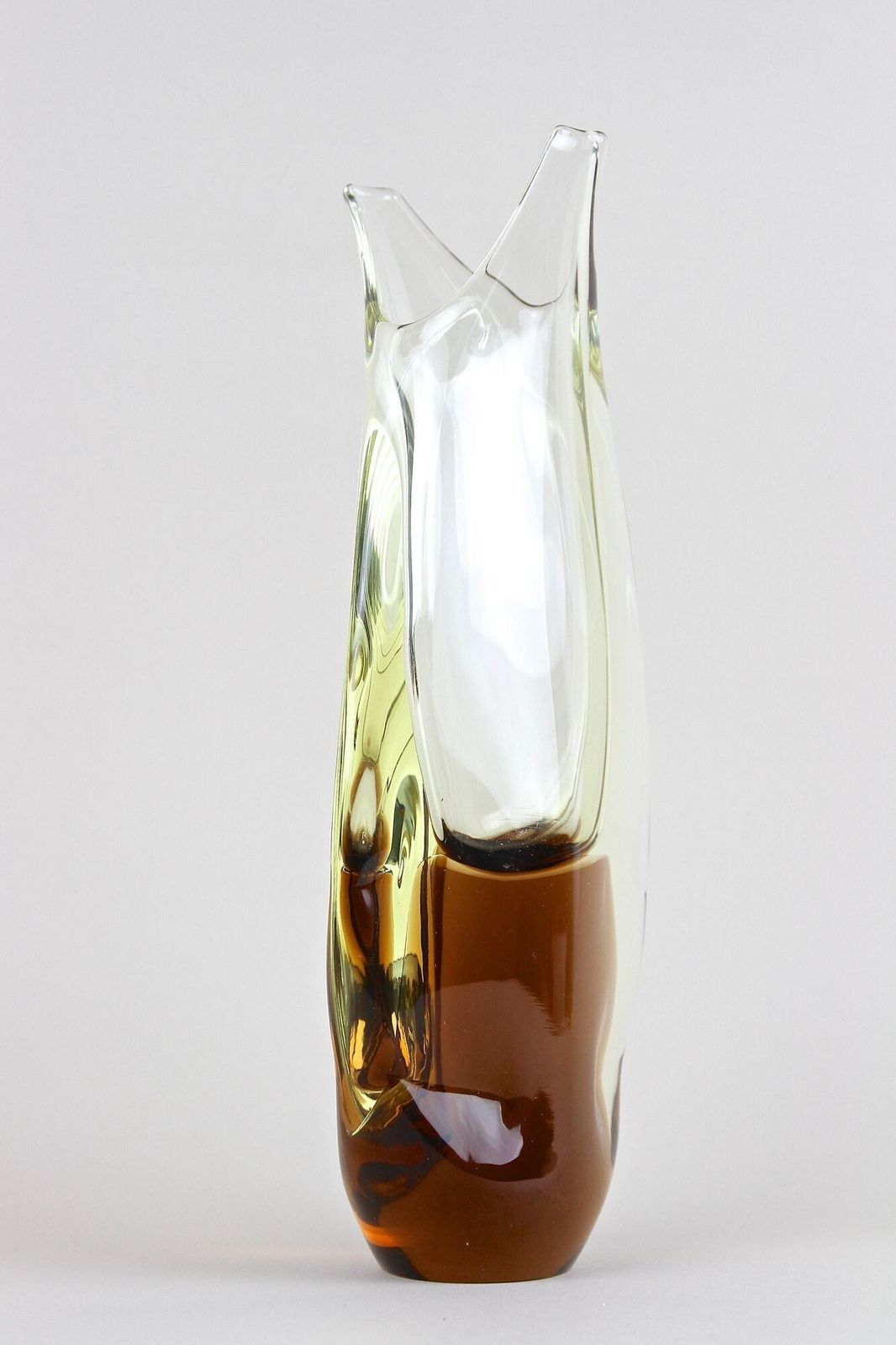 20th Century Murano Glass Vase   Amber/ Brown, Italy Ca. 1960 photo vintage