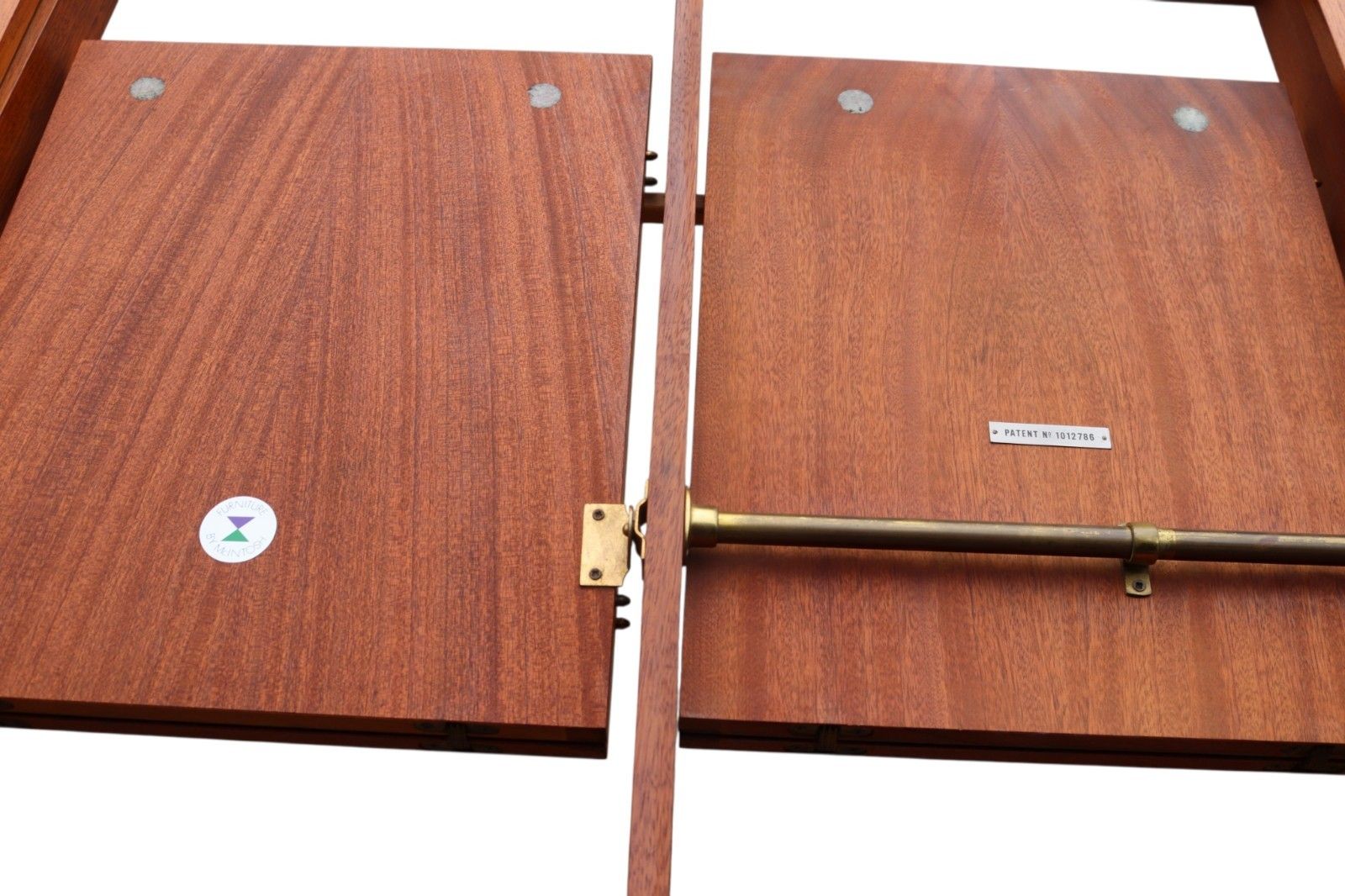 photo furniture Mid Century McIntosh Teak Double Butterfly Leaf Large Extending Dining Table