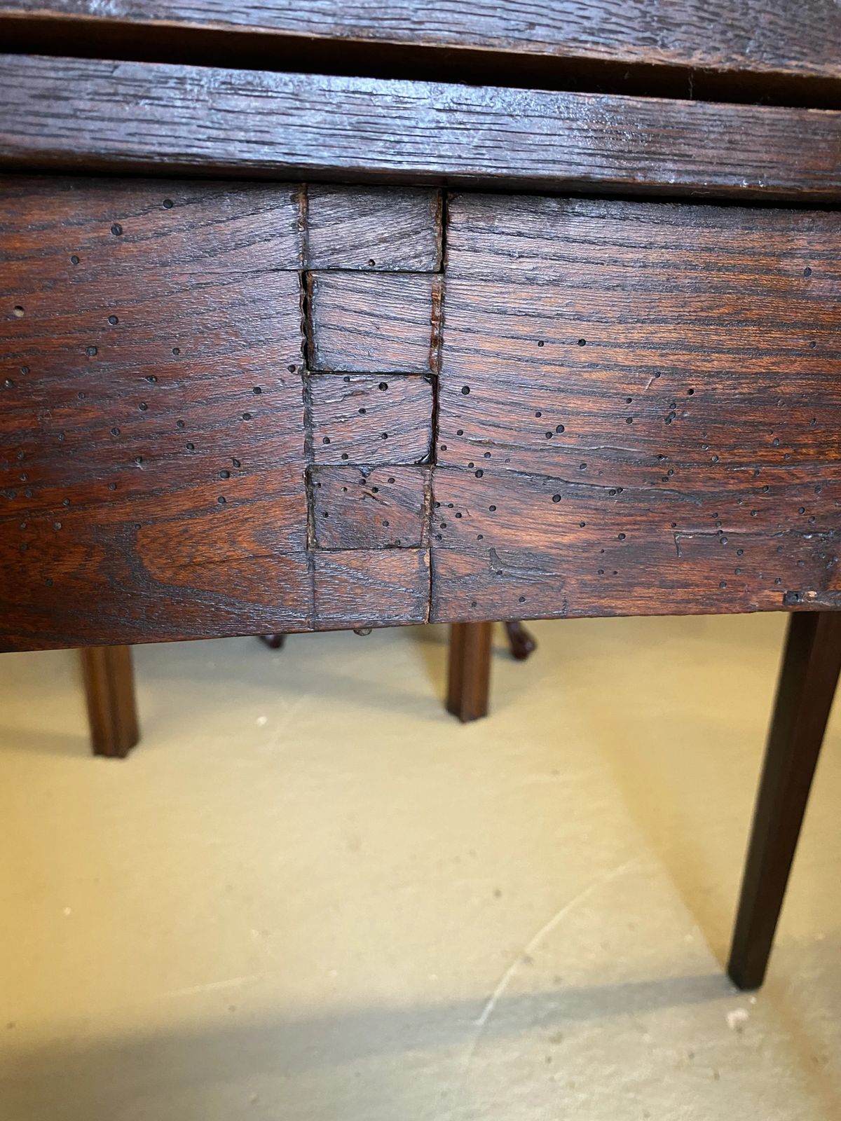 85.0 Antique Georgian Oak Country Side Table With Single Drawer photo