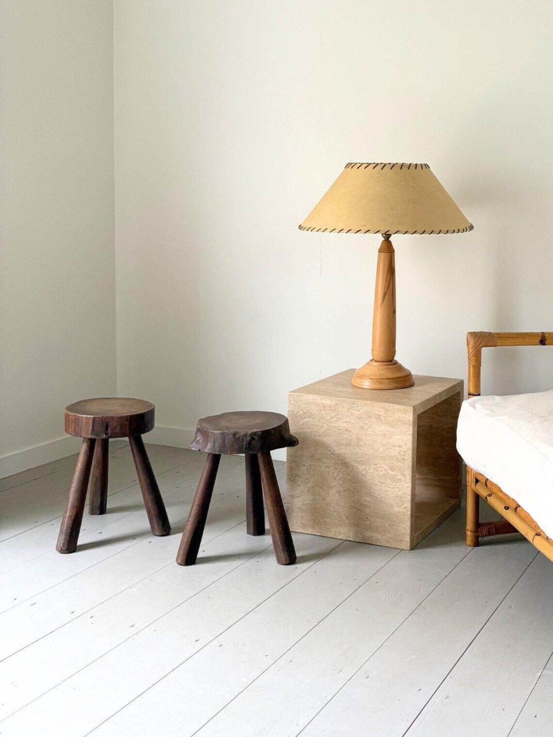 Minimalist Turned Wood Lamp Mid Century Rewired And Pat Tested photo for sale