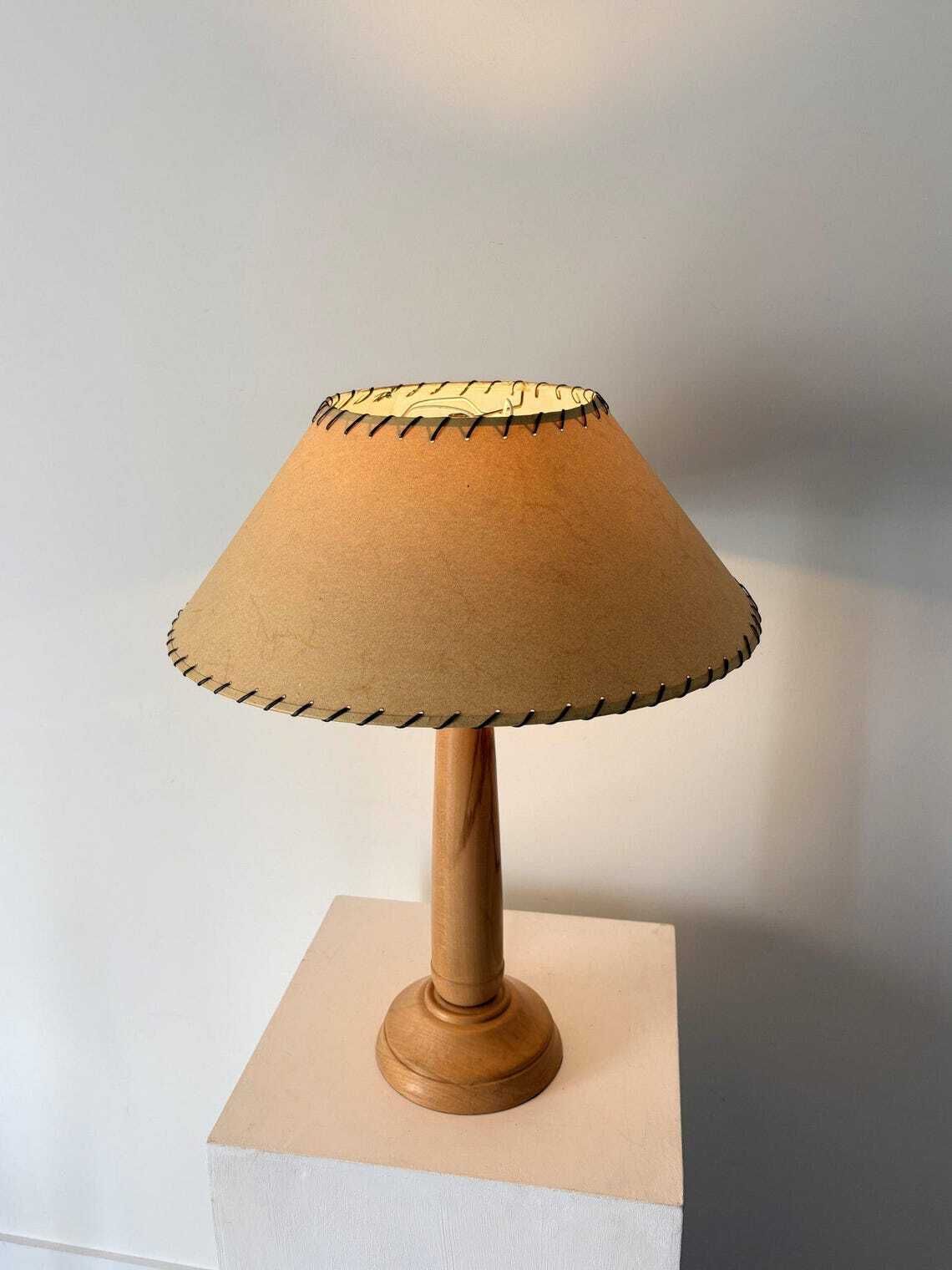 photo furniture Minimalist Turned Wood Lamp Mid Century Rewired And Pat Tested