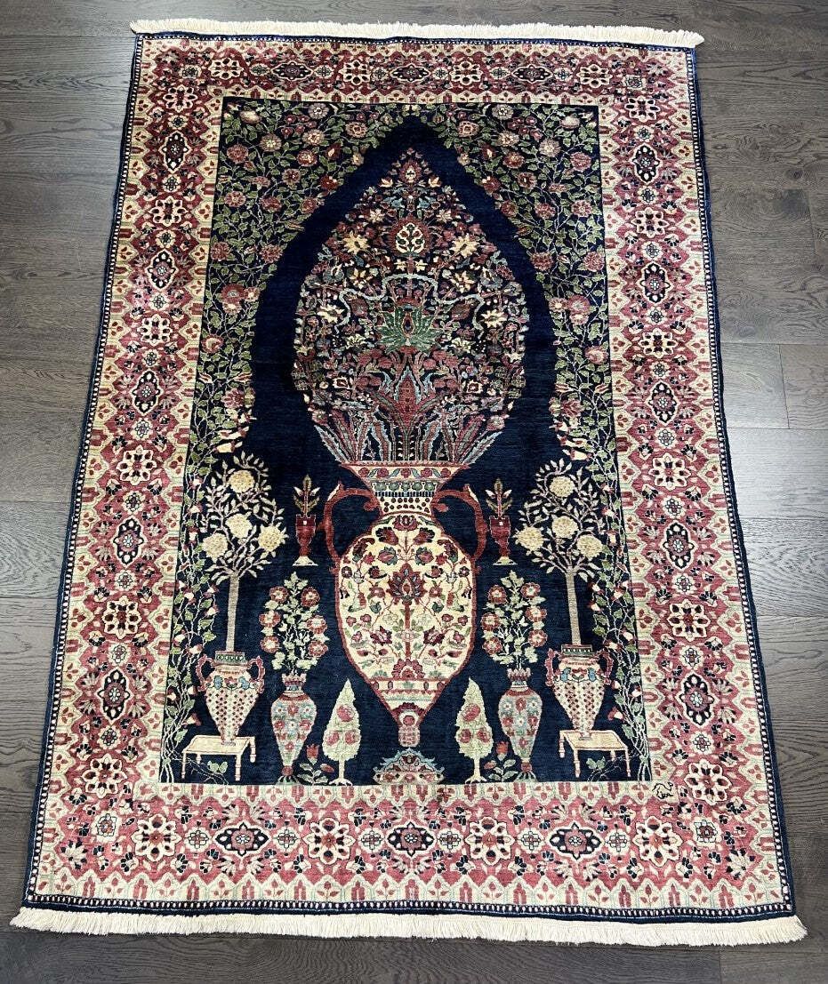 Vintage Indian Silk Rug, 178 × 125 Cm, Circa 1940 photo furniture