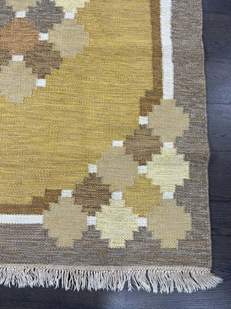 Vintage Swedish Kilim Rug, 195 × 136 Cm (Circa 1950s–1960s) photo 990.0