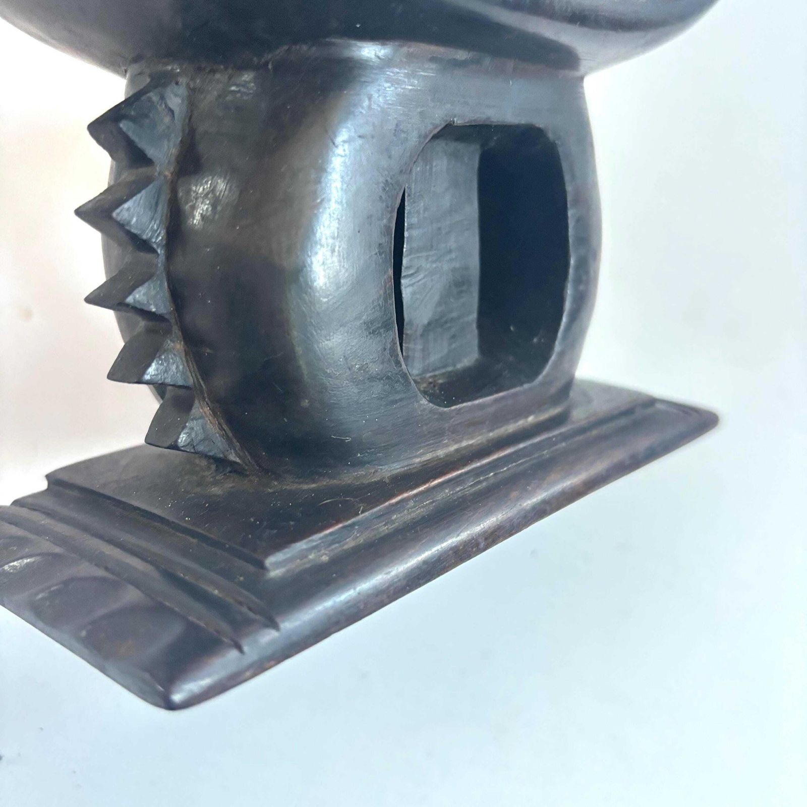 photo furniture Rare Mid Century Hand Carved Ashanti Polished Hardwood Headrest – African Tribal Masterpiece 1930