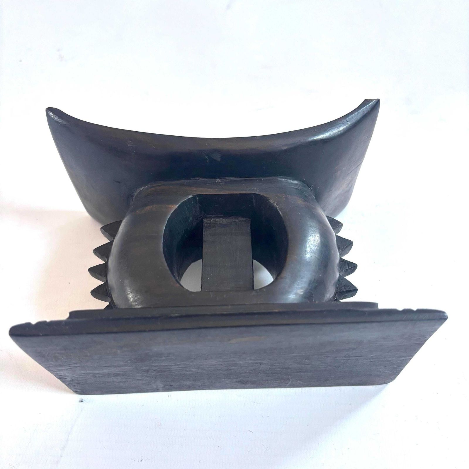 photo vintage Rare Mid Century Hand Carved Ashanti Polished Hardwood Headrest – African Tribal Masterpiece 1930