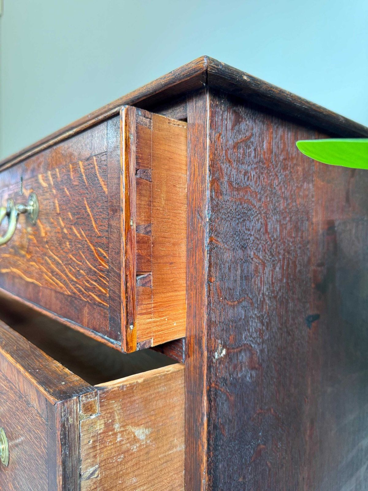 Solid Oak Wood Antique Georgian Chest Of Drawers With Metal Handles Dovetail Drawers photo Furniture