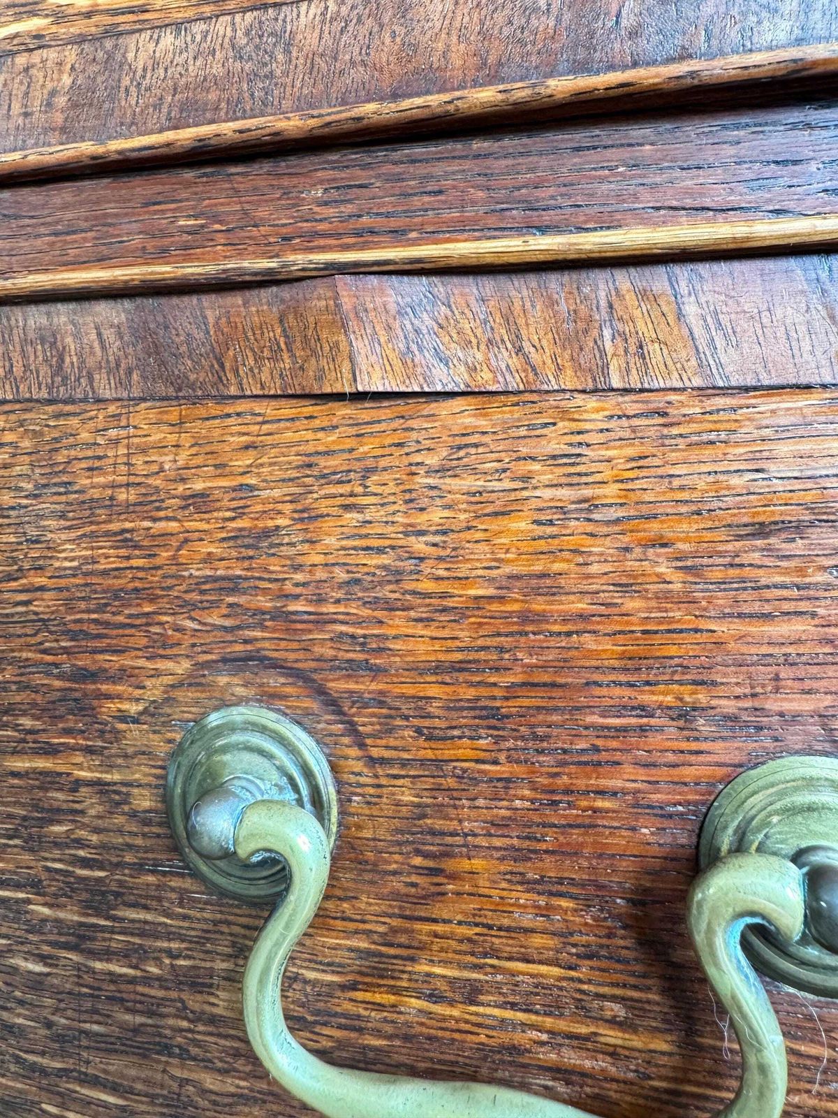 Solid Oak Wood Antique Georgian Chest Of Drawers With Metal Handles Dovetail Drawers photo 695.0
