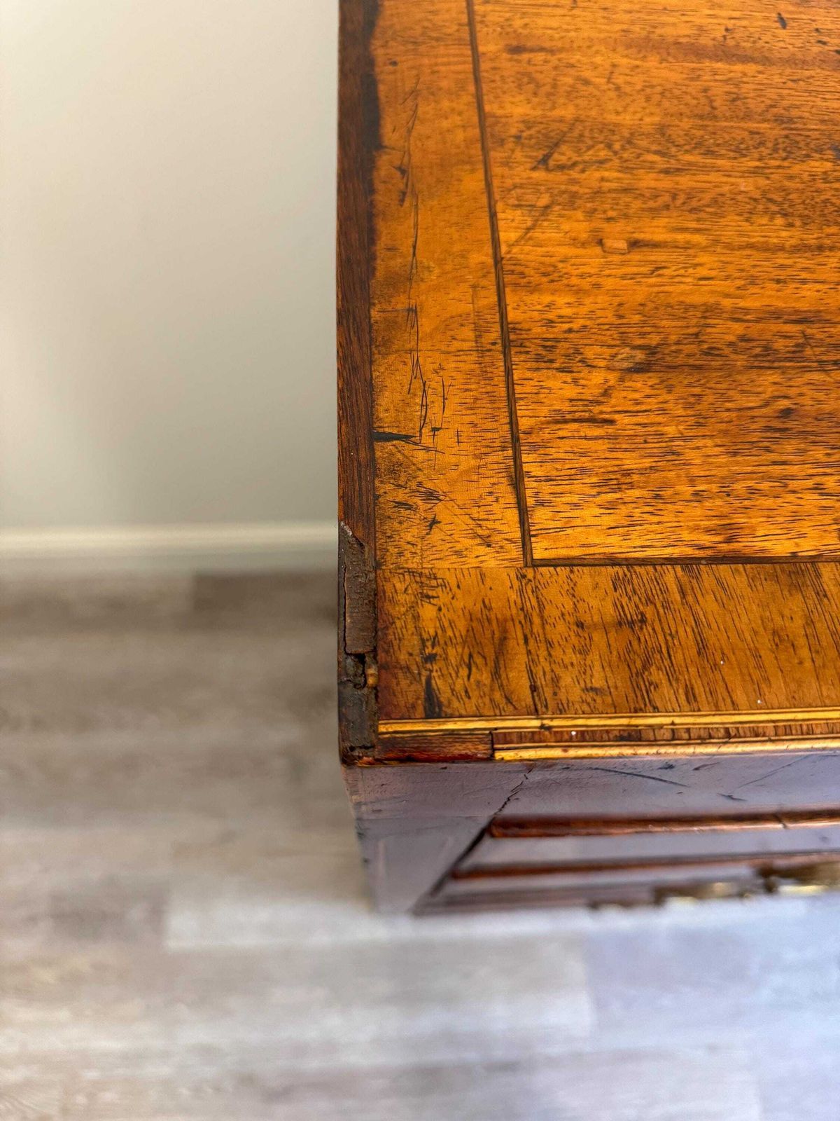 Furniture Antique Georgian Mahogany Solid Wood Chest Of Drawers   5 Drawer Dresser photo