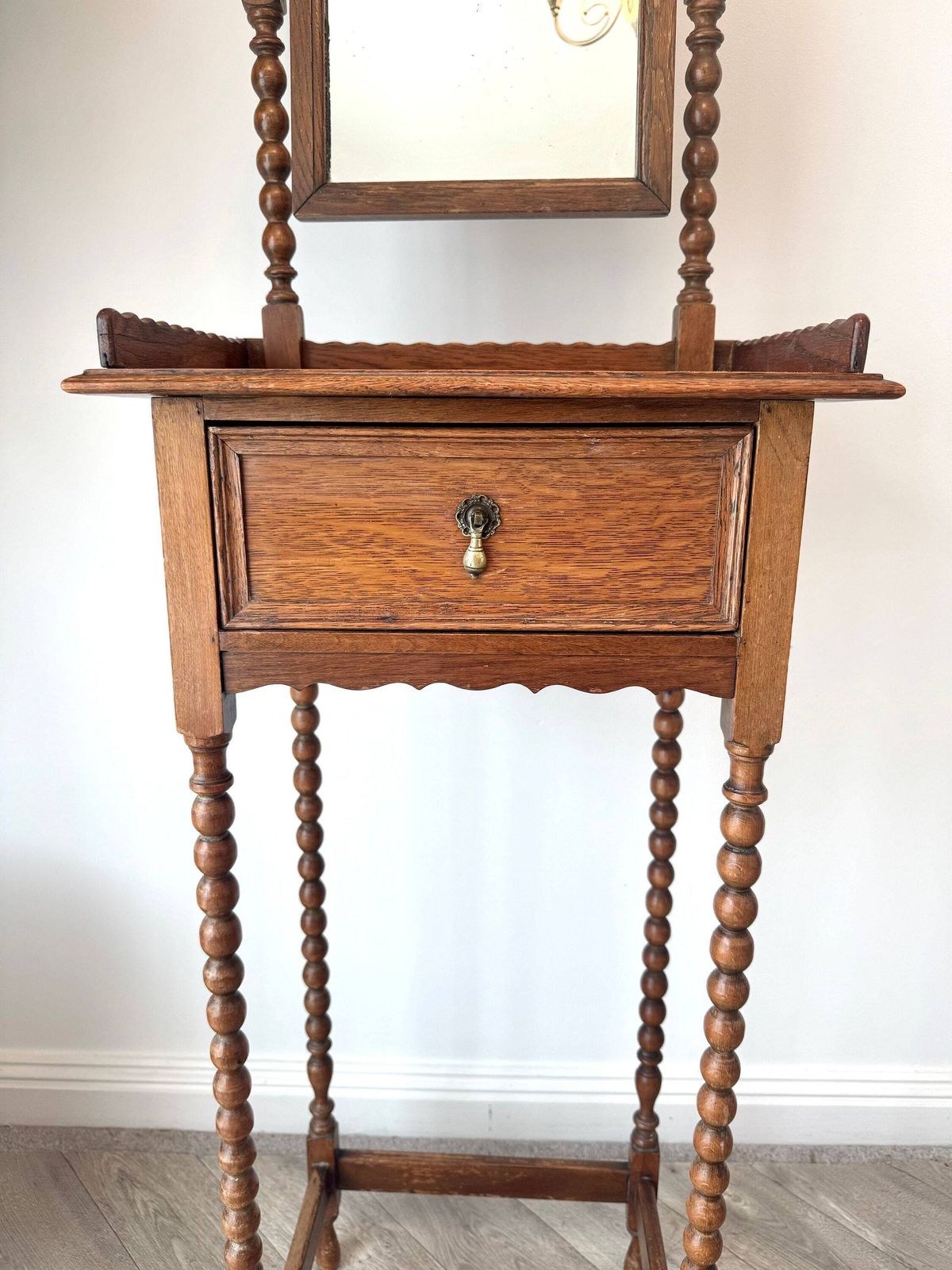 Antique Jas Shoolbred Oak Shaving Stand With Adjustable Mirror photo 1150.0