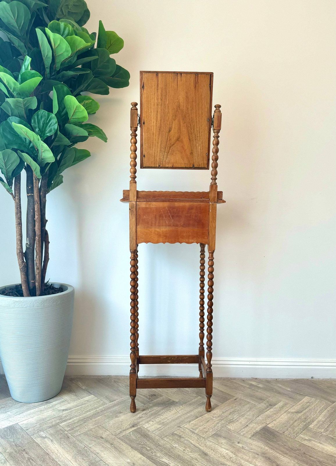 Antique Jas Shoolbred Oak Shaving Stand With Adjustable Mirror photo vintage