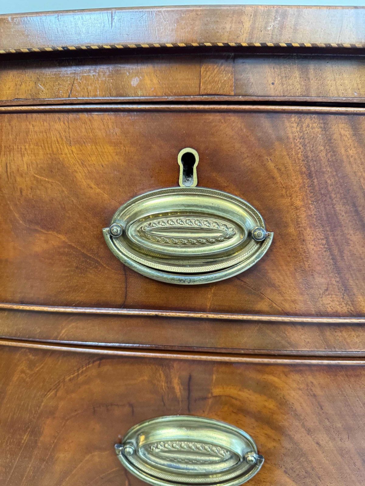 photo buy Antique Georgian Bow Fronted Solid Wood Extra Large Chest Of Drawers