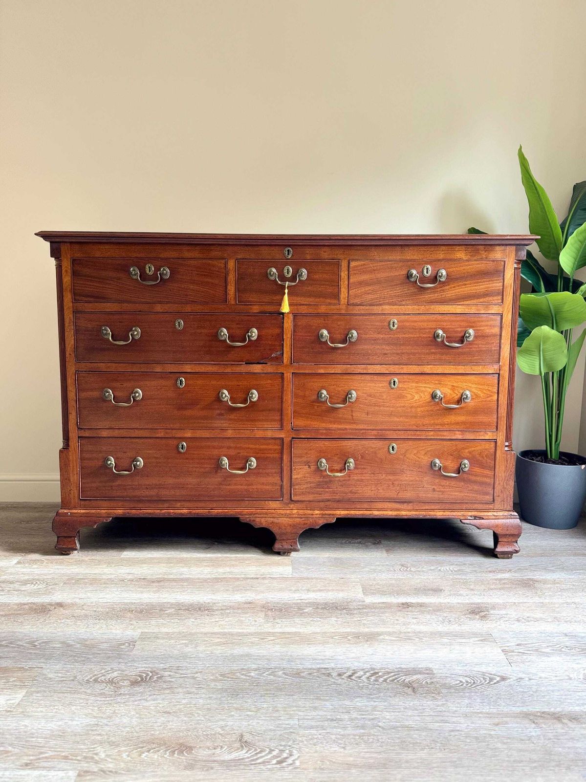 Antique George III Large Chest Of Drawers With Storage Chest Blanket Box On Top