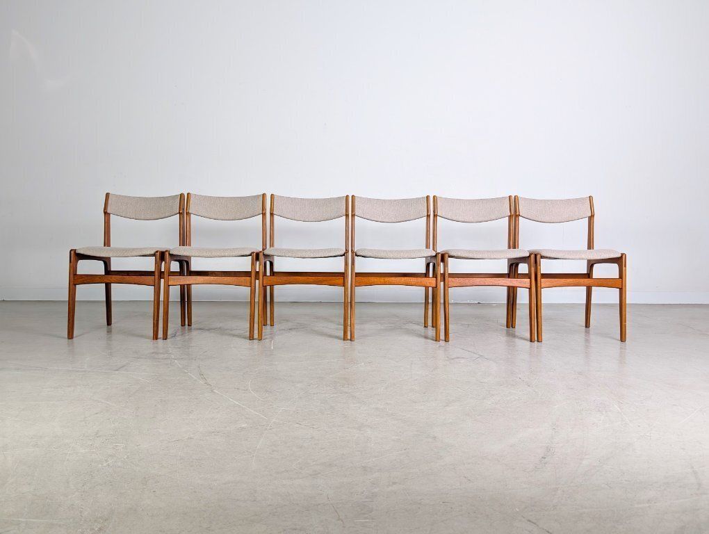 Original 6 Piece Set Of Erik Buch Chairs, Mid Century Style, Teak Vintage photo for sale