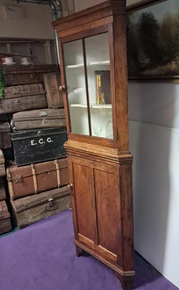Antique Corner Cabinet Unusually Narrow Sourced From A Welsh Cottage photo vinterior