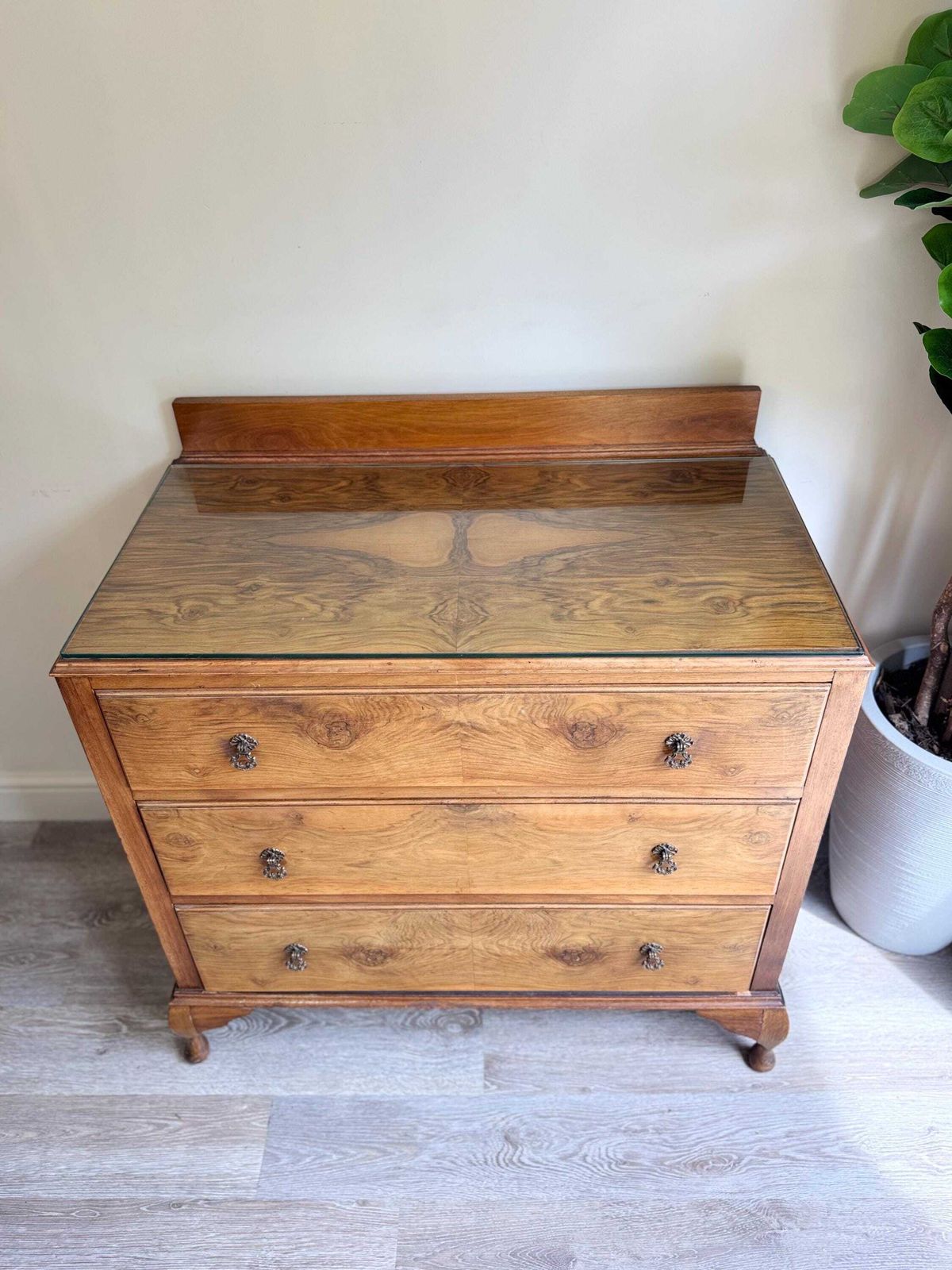 Vintage Walnut Wood Chest Of Drawers: Dovetail Joints, Original Hardware photo Furniture