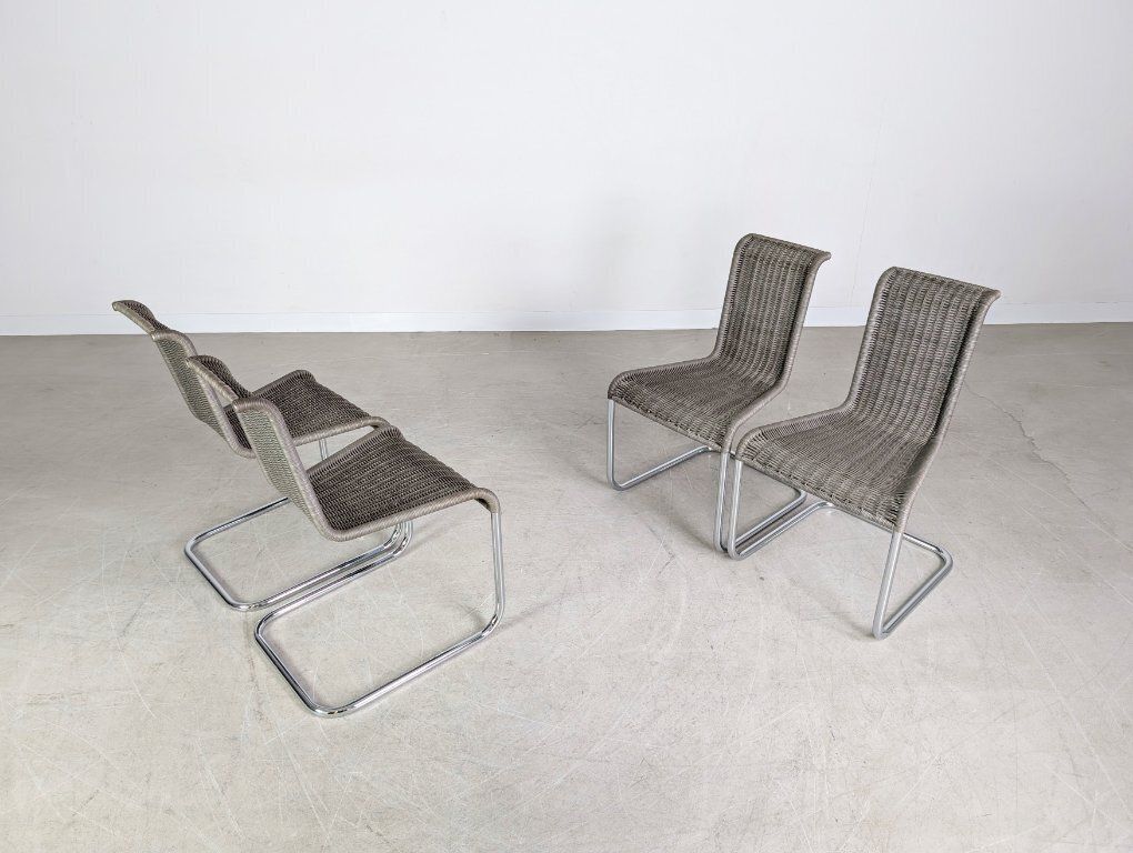 Original 4 Piece Set Of Tecta Cantilever Chairs B20 Jean Prouve, Grey photo buy
