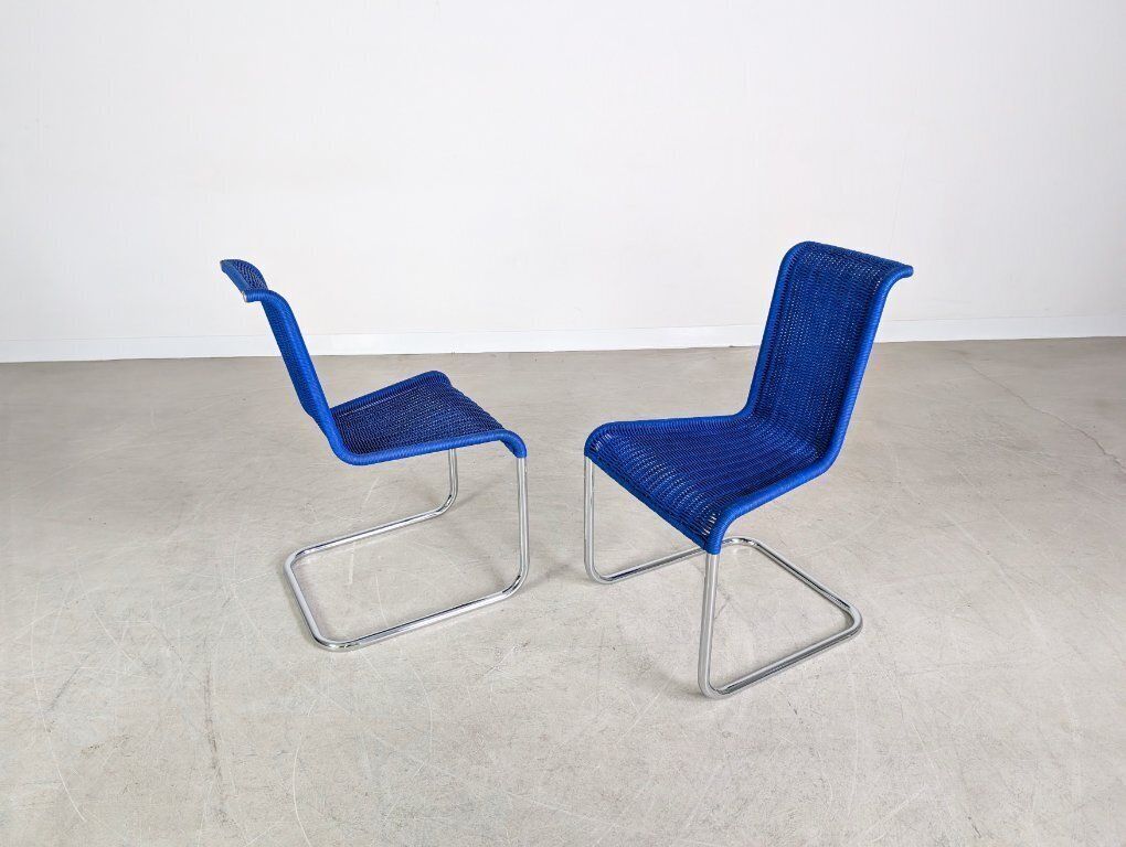 Original 2 Piece Set Tecta Cantilever Chairs B20 Jean Prouve Cantilever Chair Blue photo buy