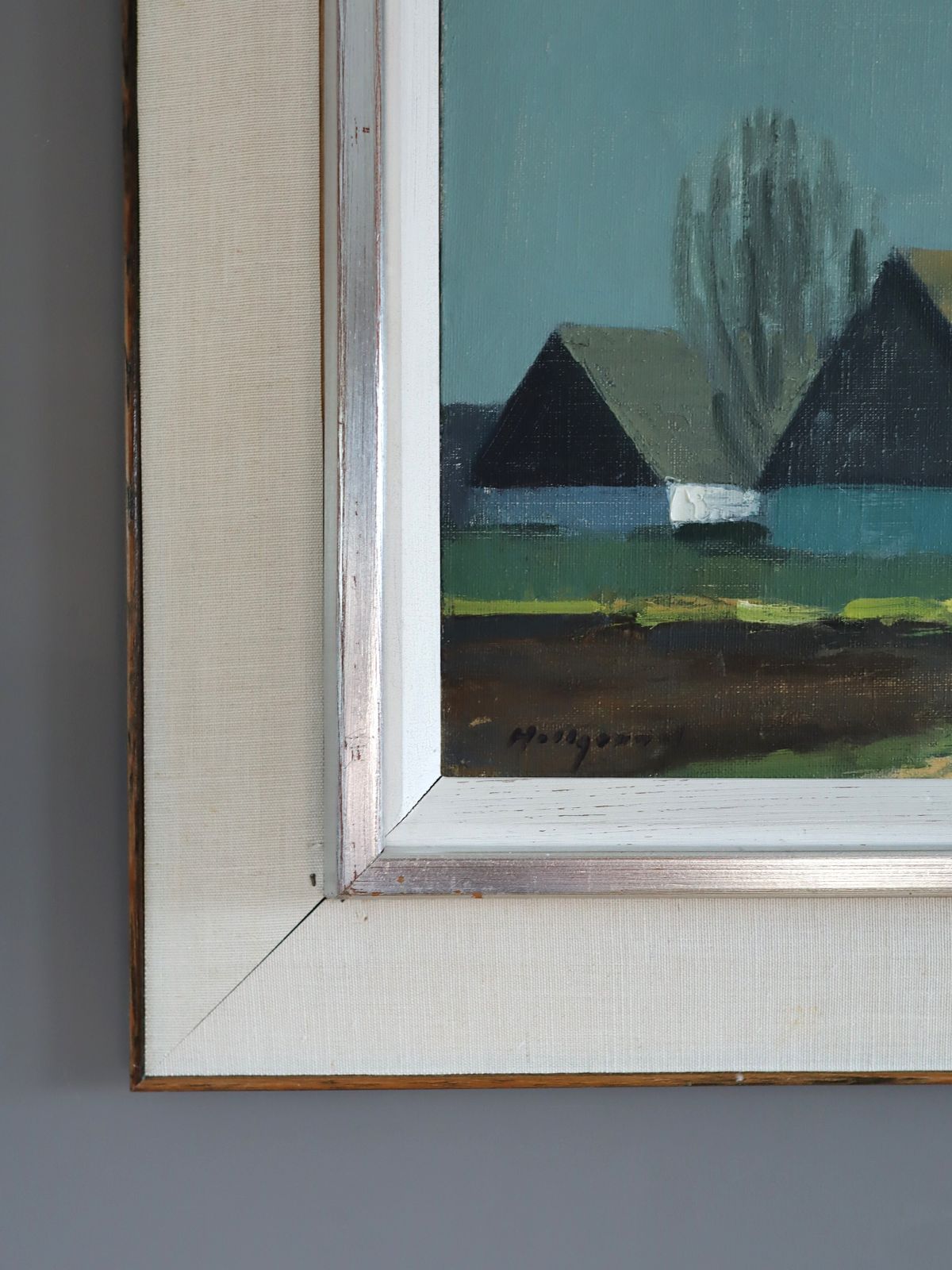 Quiet Farmstead  Oil Painting, Mid 20th Century photo Art