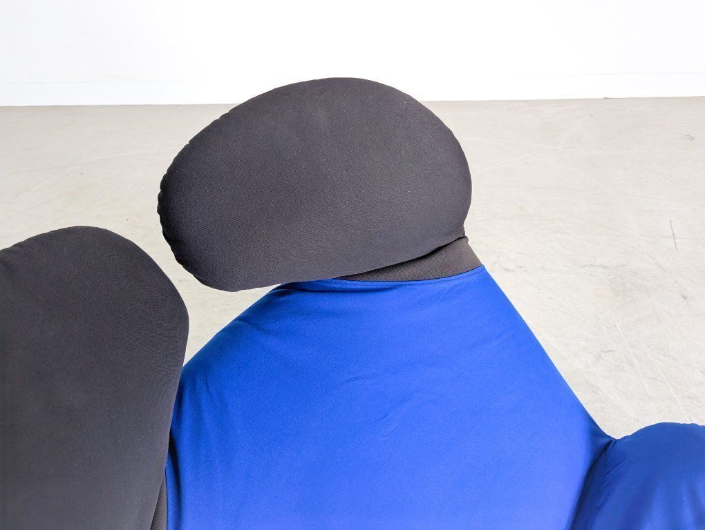 Original Cassina Wink Chair Toshiyuki Kita Black Blue Fabric photo vintage