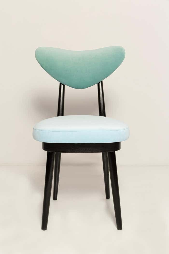 photo furniture Mid Century Green And Blue Mixed Velvet Heart Chair Europe 1960s