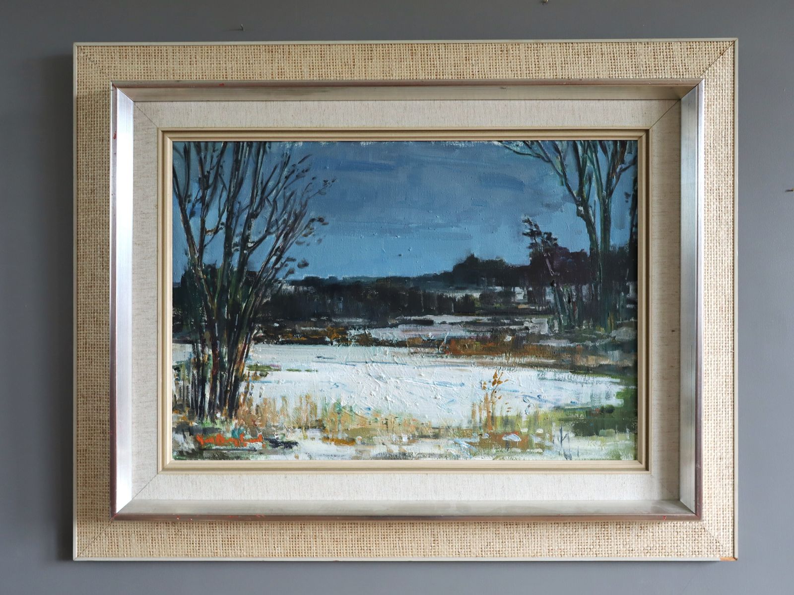 Winter Light  Oil Painting, Mid 20th Century
