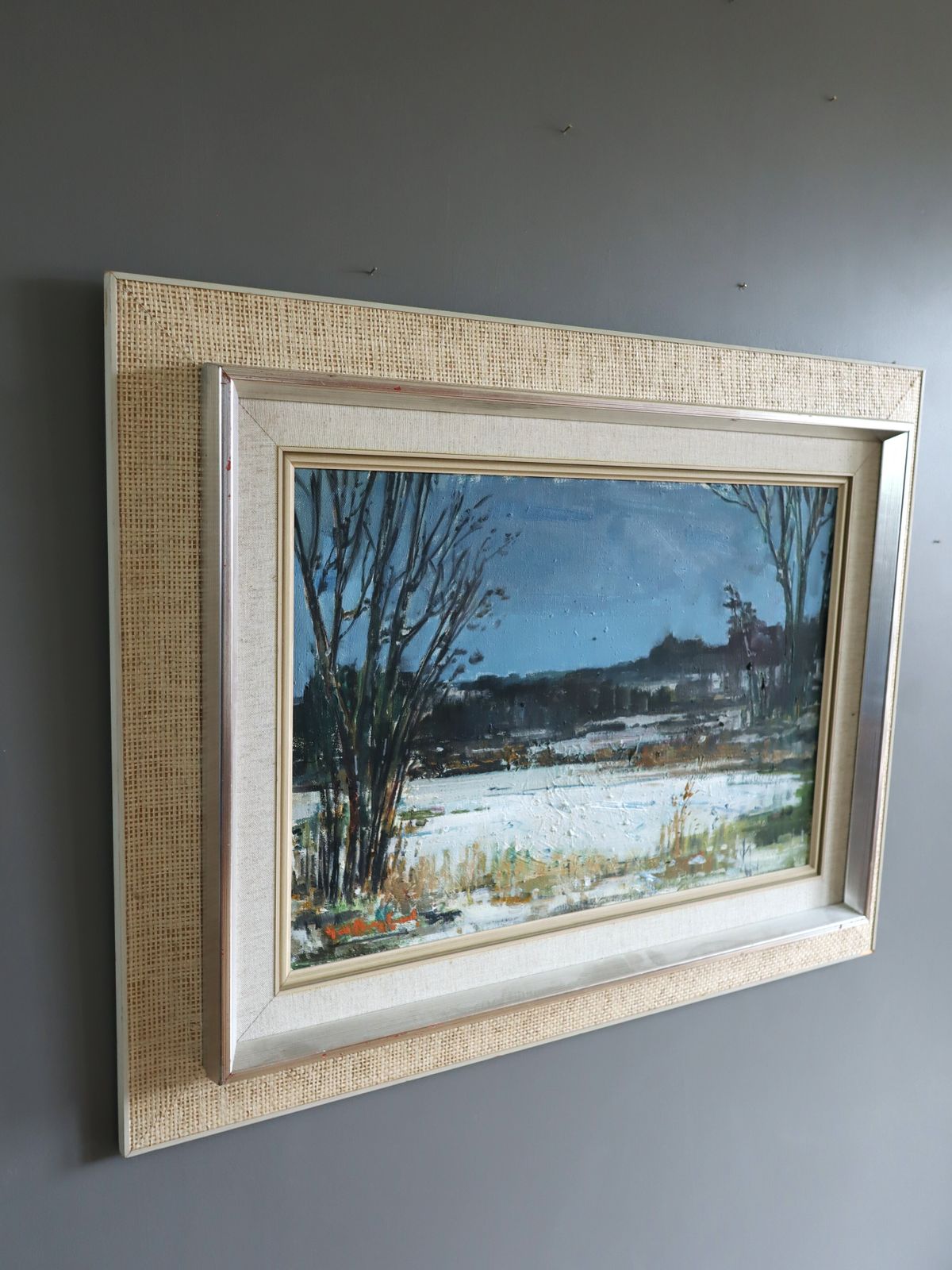 Winter Light  Oil Painting, Mid 20th Century photo for sale