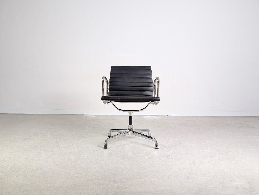 Original 3x Vitra Charles & Ray Eames Chair Ea 108 Leather Black photo vinterior