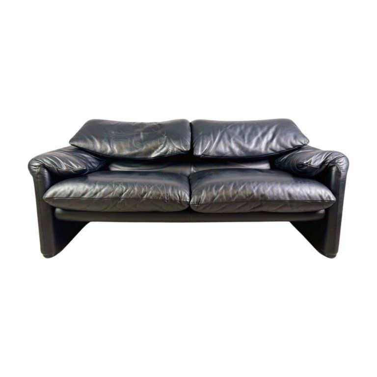 Cassina Maralunga Two Seater Sofa Couch Vico Magistretti Leather