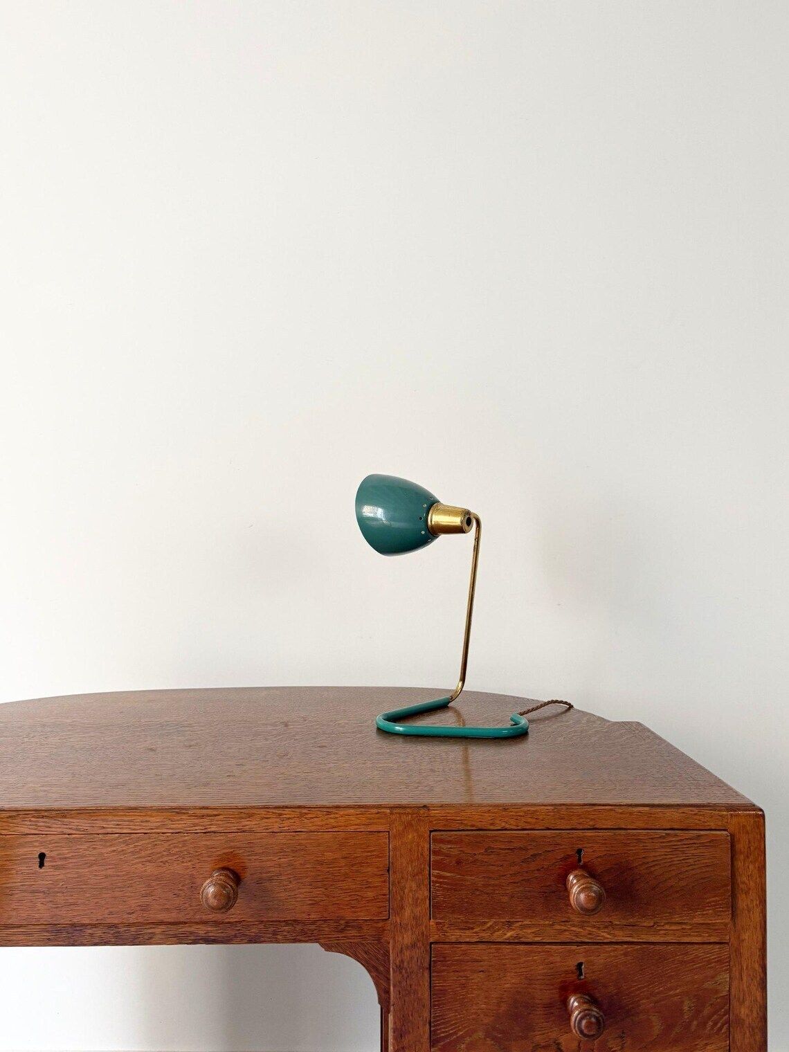 Green Metal Desk Lamp Task Light By Robert Caillat, French Mid Century C.1950 photo Lighting
