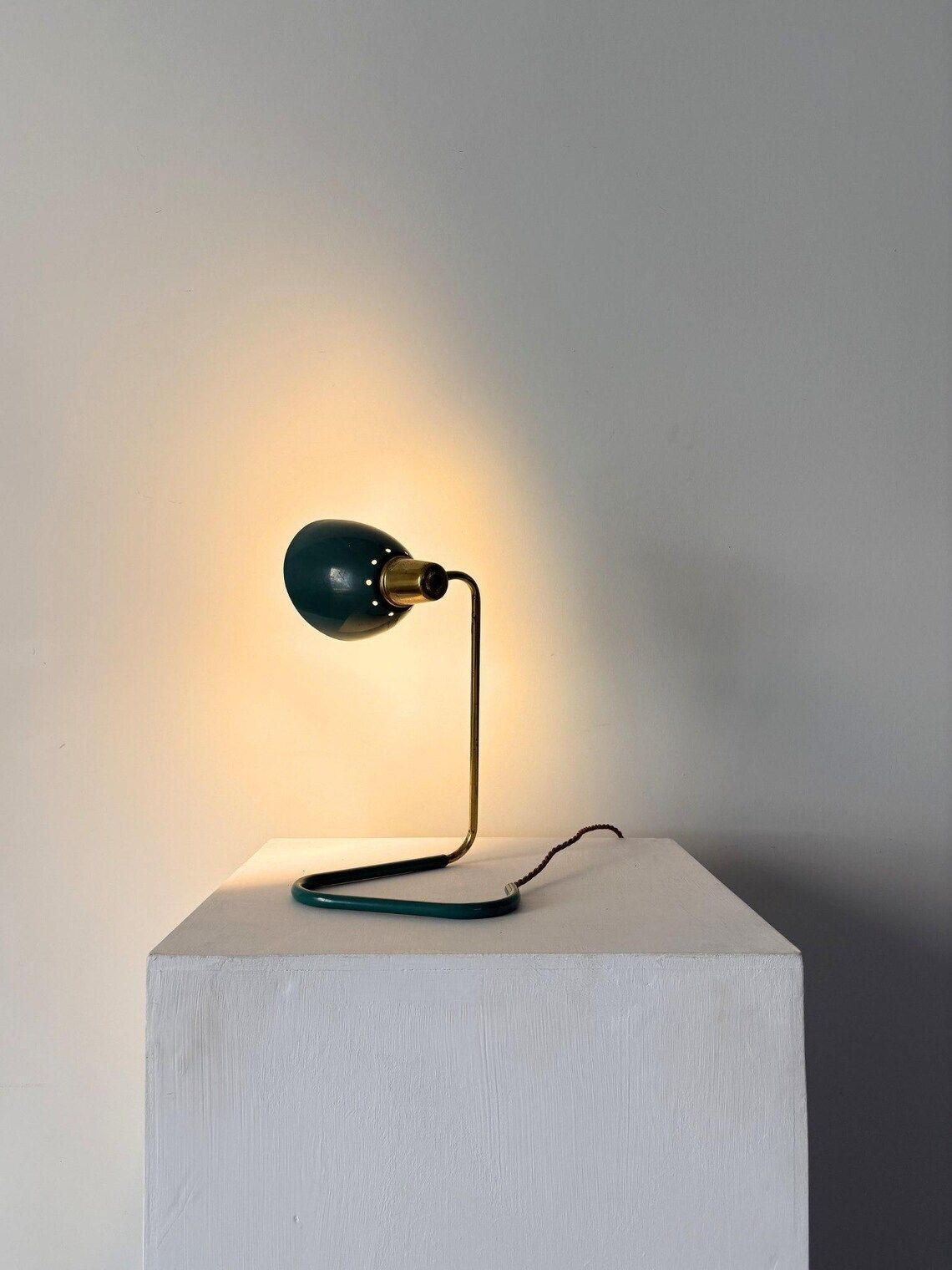 Green Metal Desk Lamp Task Light By Robert Caillat, French Mid Century C.1950 photo vinterior