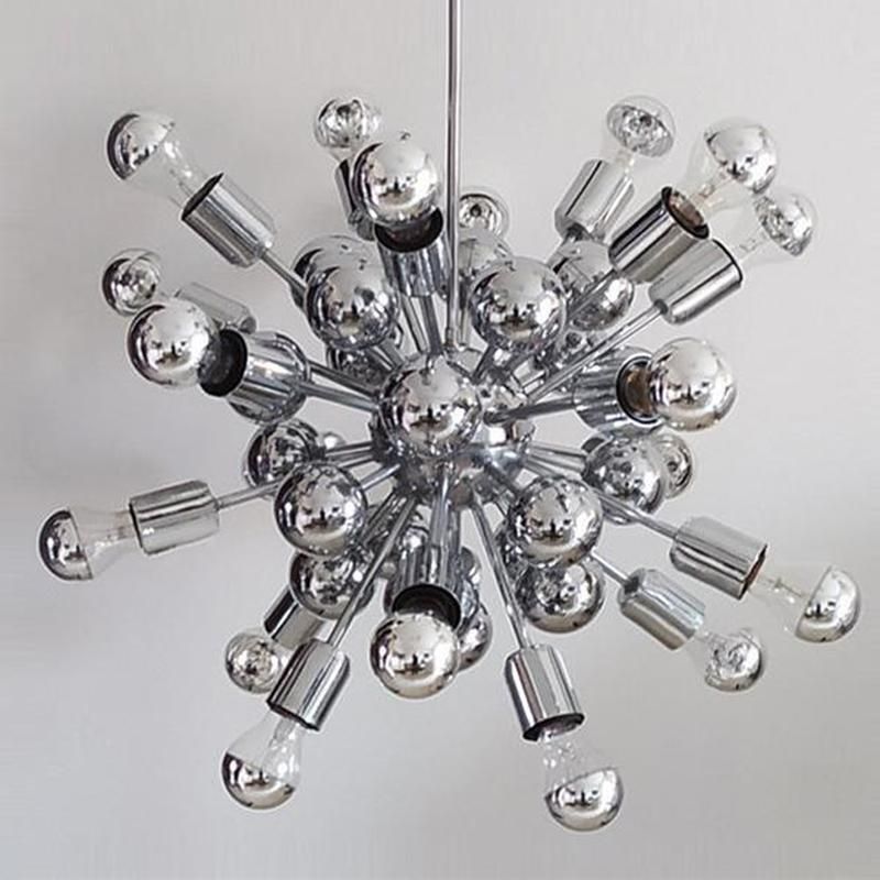 1970s Astonishing Chandelier Sputnik By Goffredo Reggiani In Chrome. Made In Italy photo for sale