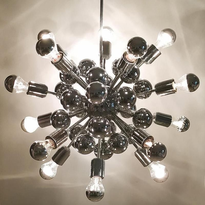1970s Astonishing Chandelier Sputnik By Goffredo Reggiani In Chrome. Made In Italy photo vintage