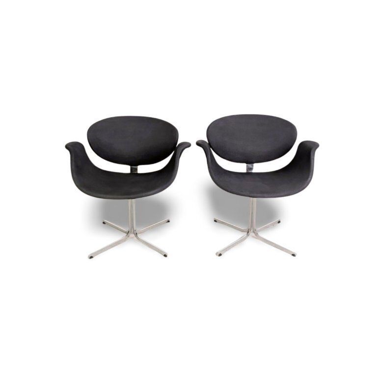 Set Of 2 Little Tulip Armchairs Artifort Pierre Paulin 1970 Black