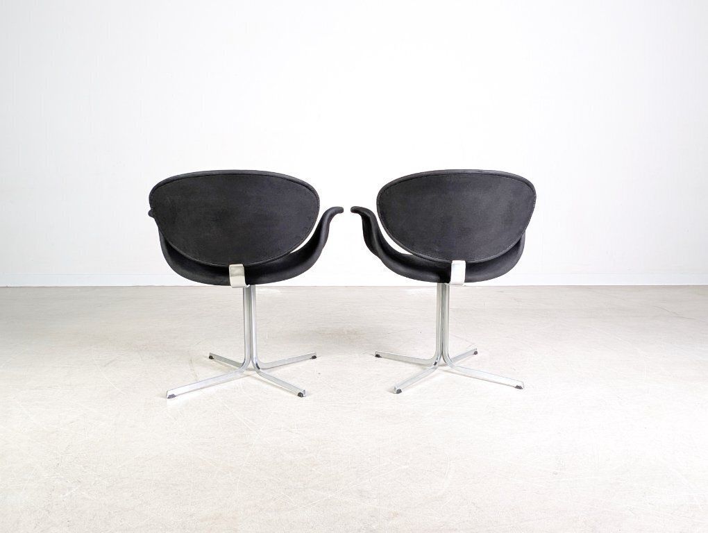 Set Of 2 Little Tulip Armchairs Artifort Pierre Paulin 1970 Black photo vinterior