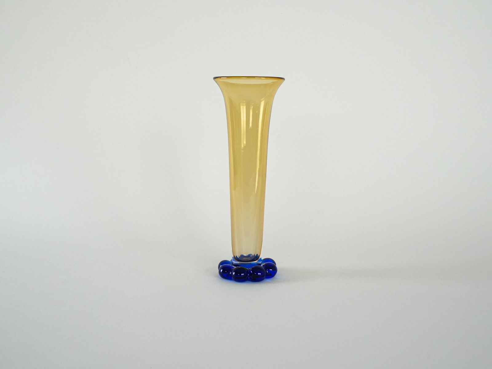 Glass Vase “Amber & Cobalt Blue,” Swedish Design, 1960s, Manufacturer: Orrefors photo Home Decor