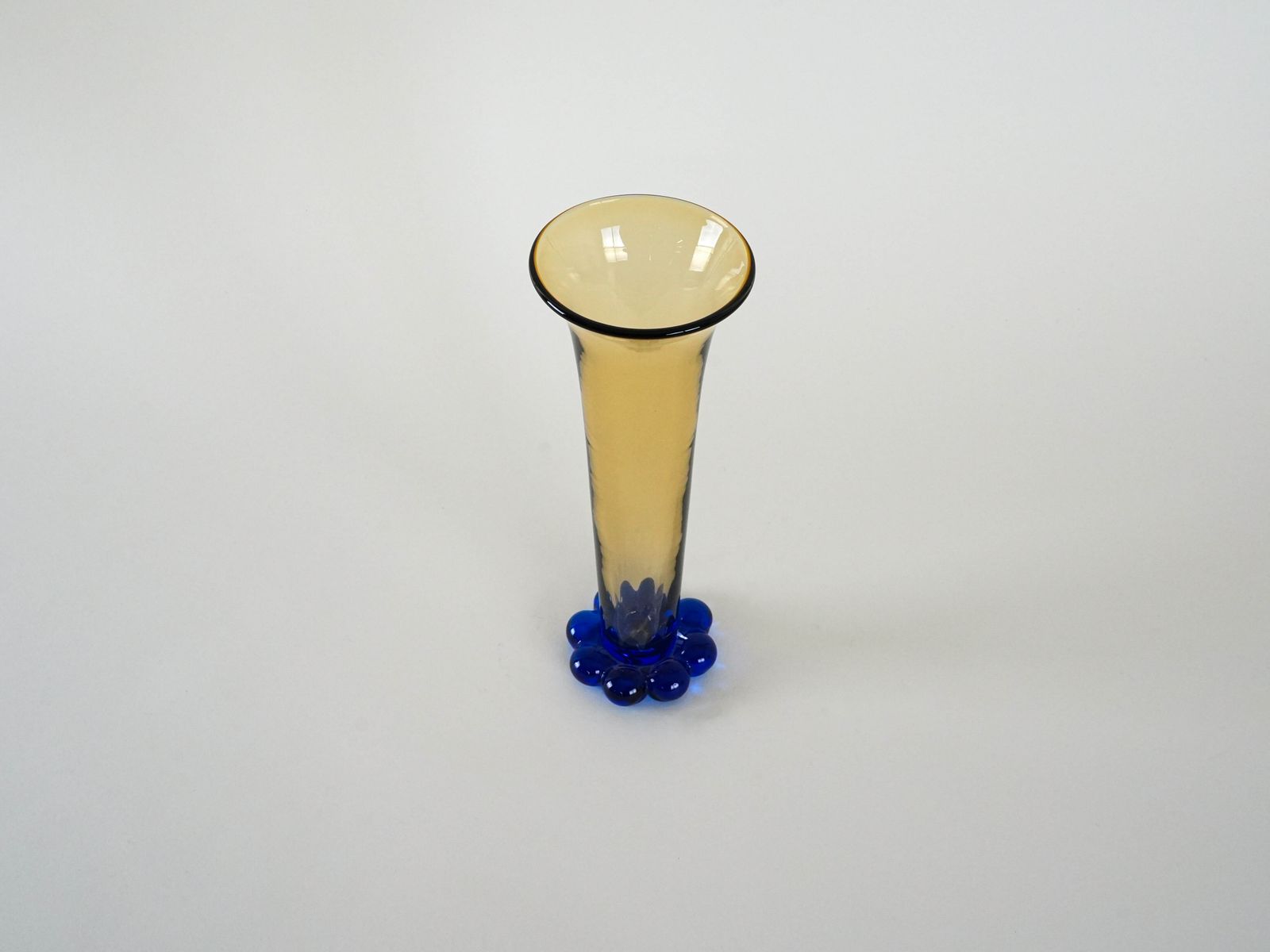 Glass Vase “Amber & Cobalt Blue,” Swedish Design, 1960s, Manufacturer: Orrefors photo 319.0
