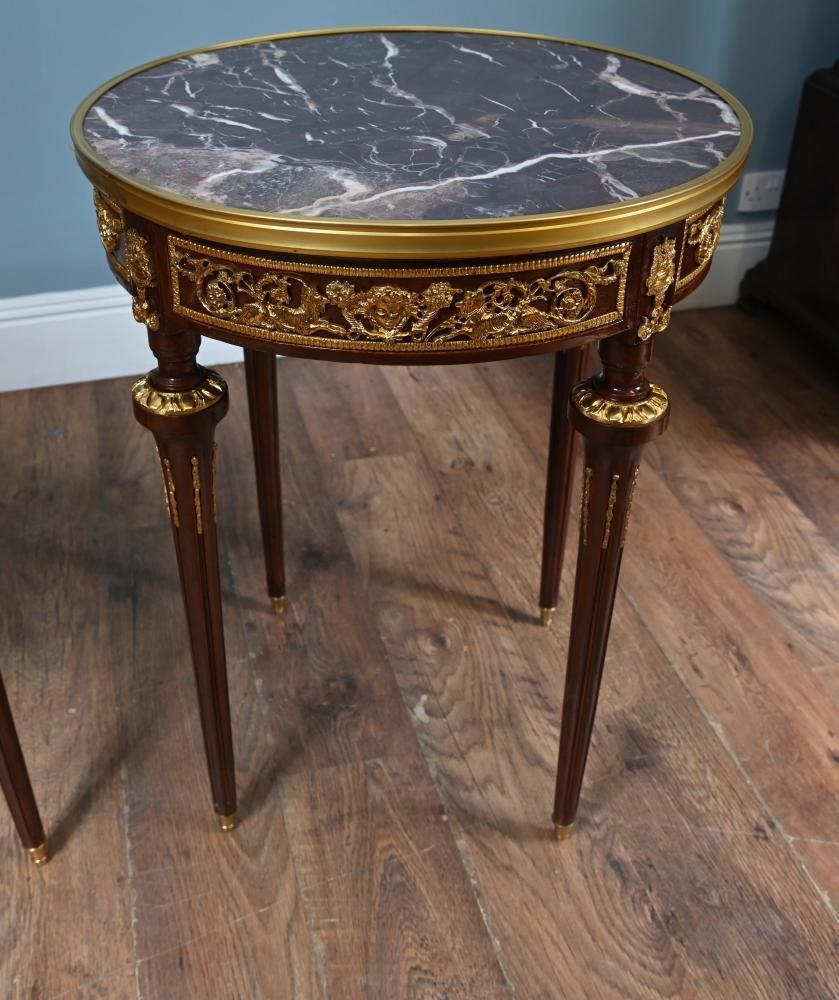 Pair French Side Tables   Empire Gilt Marble photo furniture