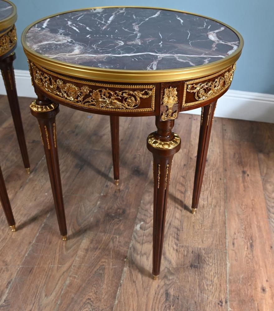 Pair French Side Tables   Empire Gilt Marble photo 1650.0