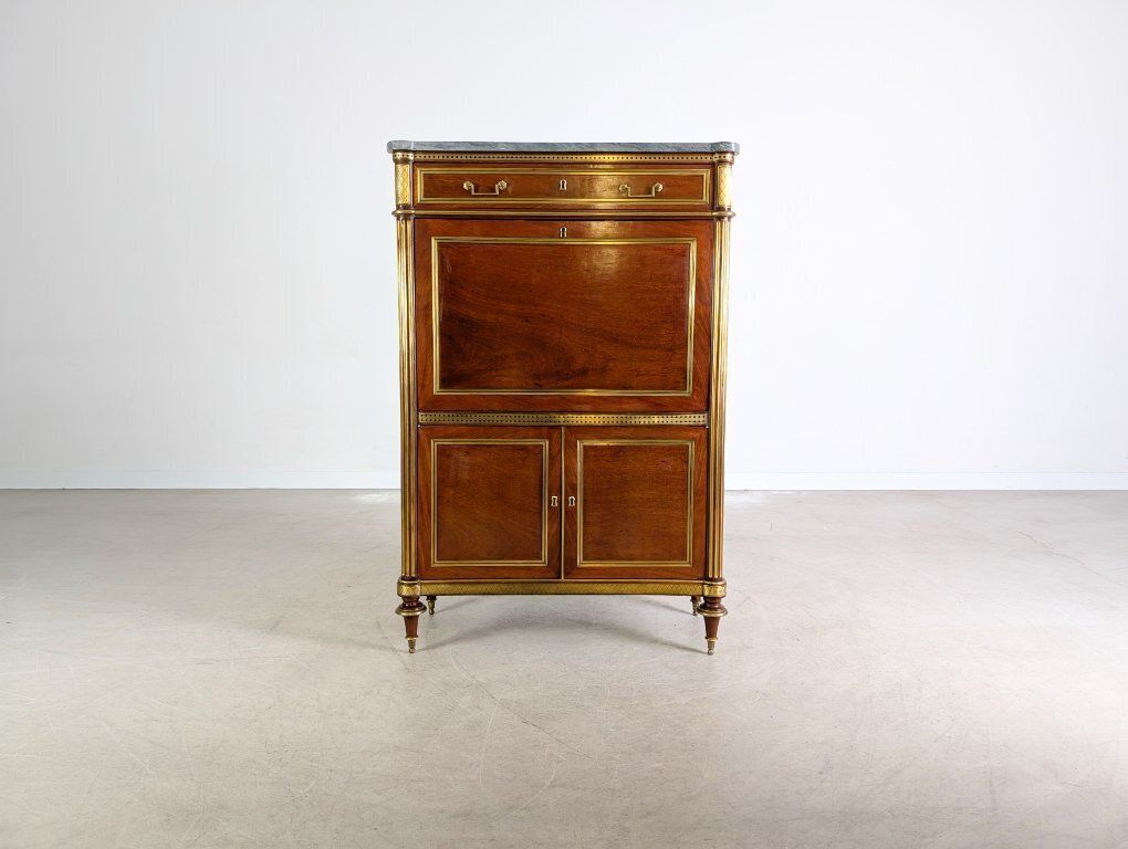 Original Louis XVI Chest Of Drawers/Secretary, Mahogany, Brass photo for sale
