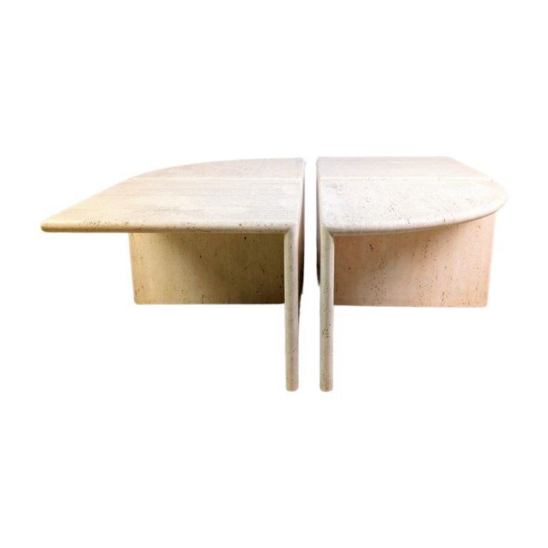 Set Of 4 Italian Mid Century Coffee Tables, Travertine, 1970s Vintage