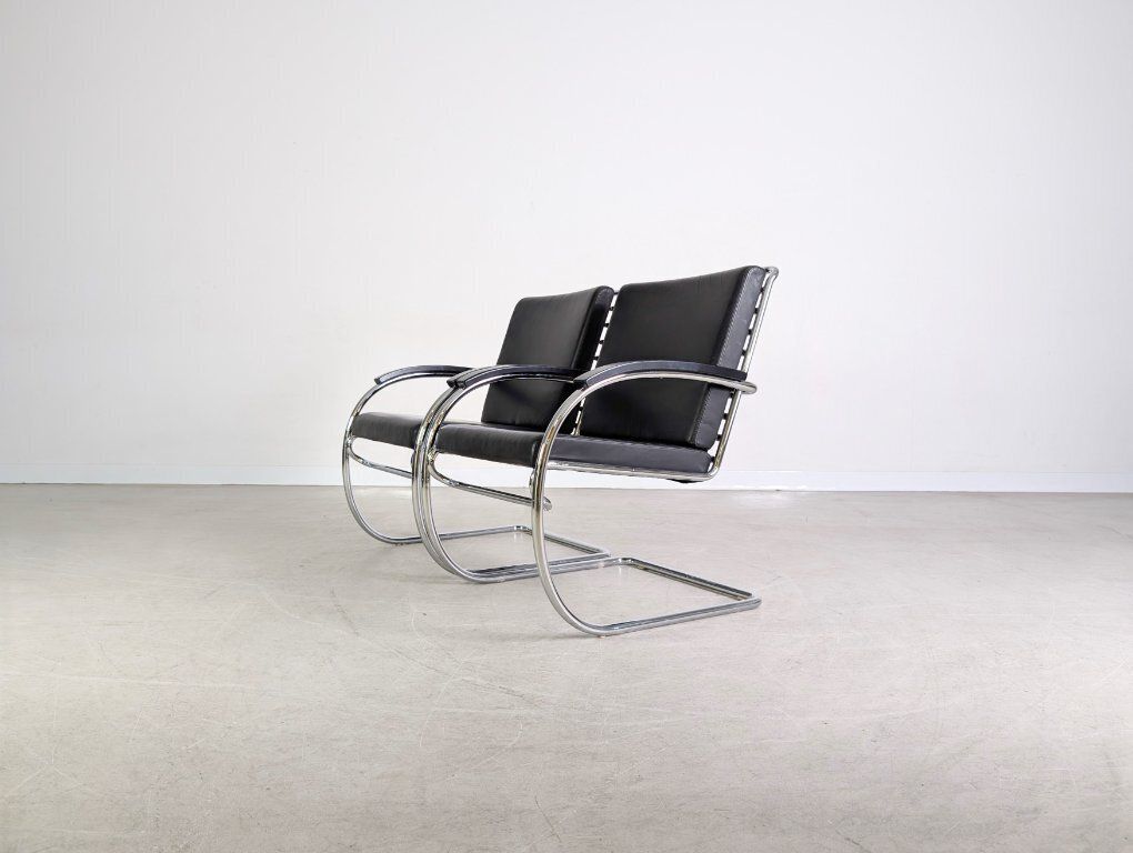 2x Ks 46 Midcentury Armchair Thonet Anton Lorenz Leather Black photo Furniture