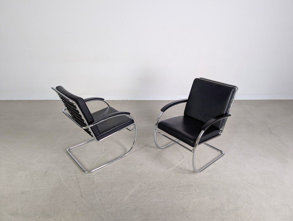 2x Ks 46 Midcentury Armchair Thonet Anton Lorenz Leather Black photo vintage