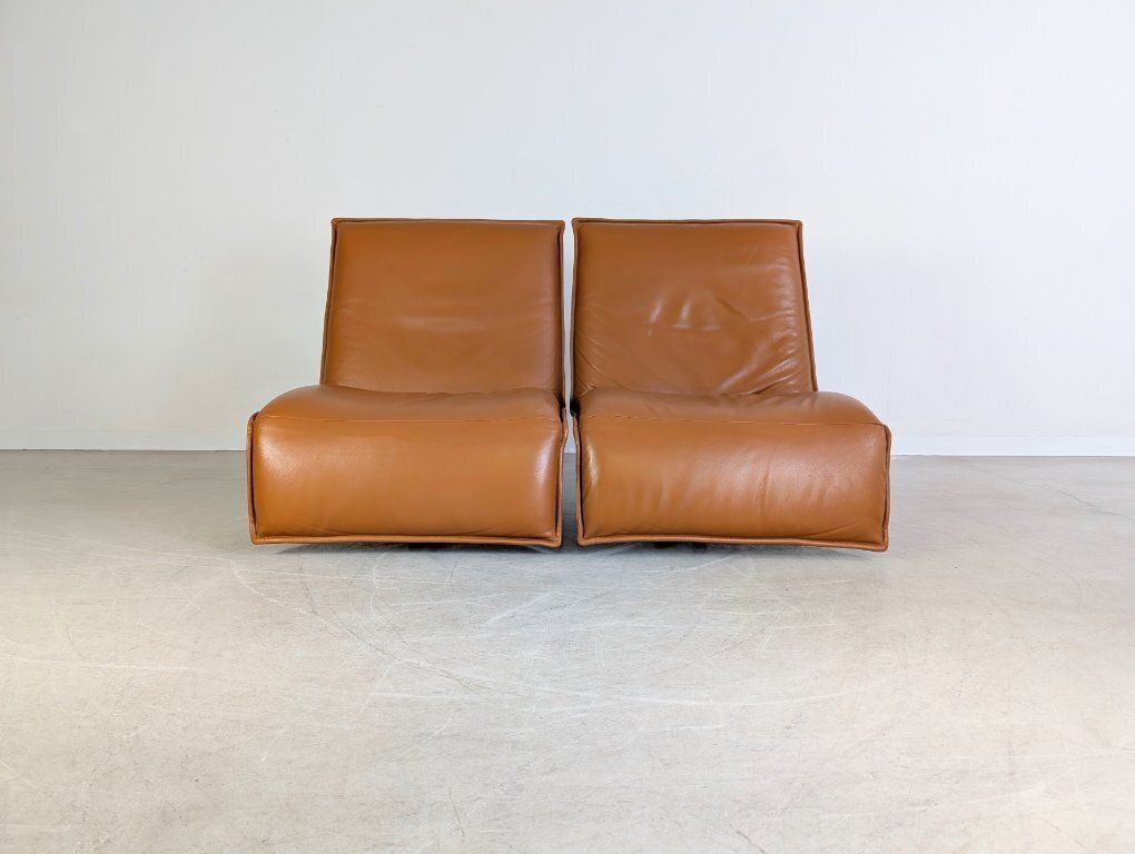2x Koinor Epos Free Motion Armchairs, Cognac Brown Leather, Design photo for sale