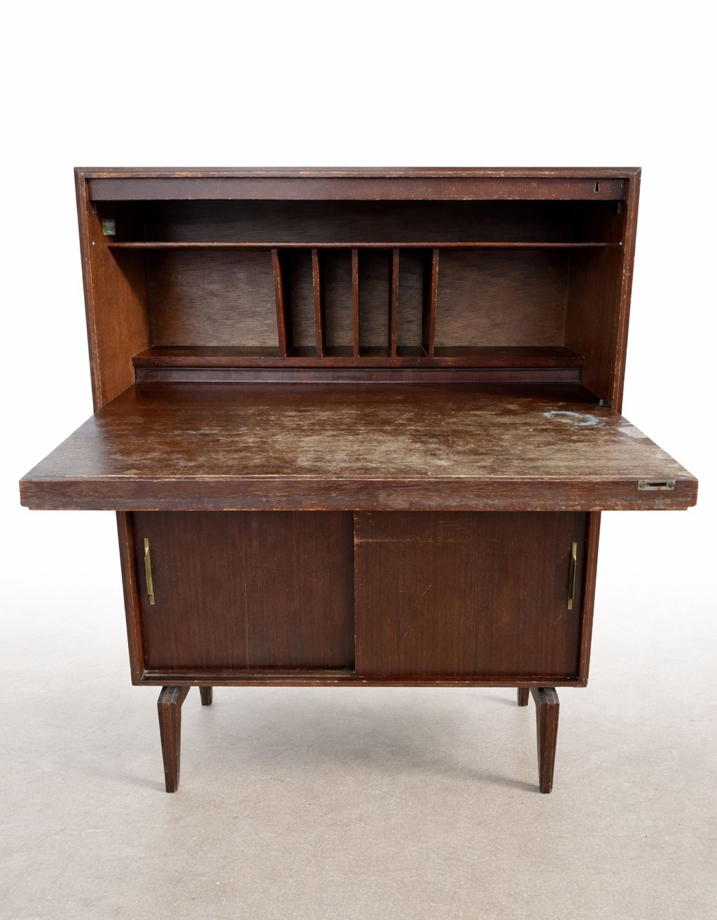 Mid Century Secretary Desk By Robert Heritage For Beaver & Tapley, Walnut Brown photo vintage